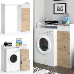 Vicco Armoire machine à laver Blanc 99x98cm avec 2 tiroirs