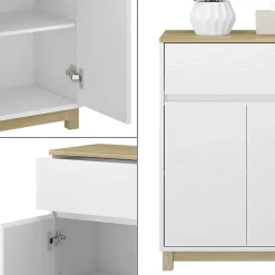 Vicco Armoire Midisch Blanc 60x80cm avec tiroir* Armoire De Salle De Bains
