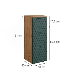 Vicco Armoire midisch Vert/force de lor Chêne 30x81cm avec 1 tiroir, 2 compartiments, salle de bain* Armoire De Salle De Bains