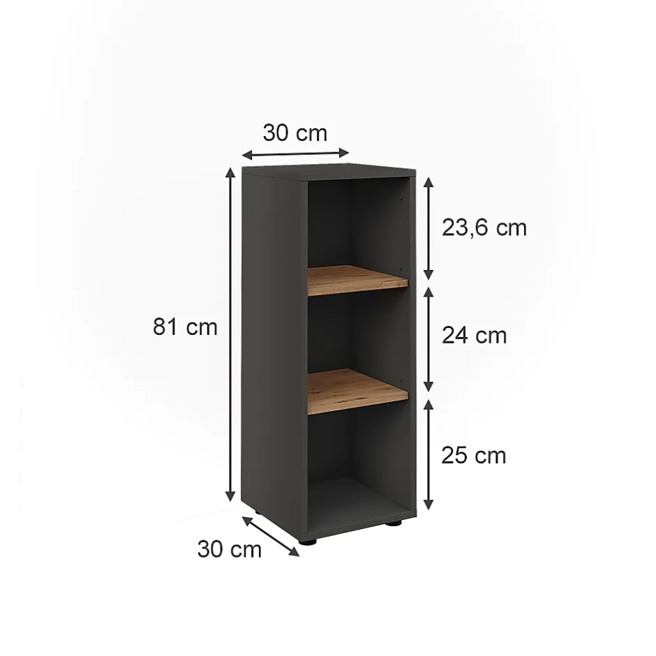 Vicco Armoire Midischrank Anthracite/Artisan 30x81cm avec 3 compartiments de rangement* Armoire De Salle De Bains