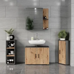 Vicco Armoire Midischrank Anthracite/Artisan 30x81cm avec 3 compartiments de rangement* Armoire De Salle De Bains