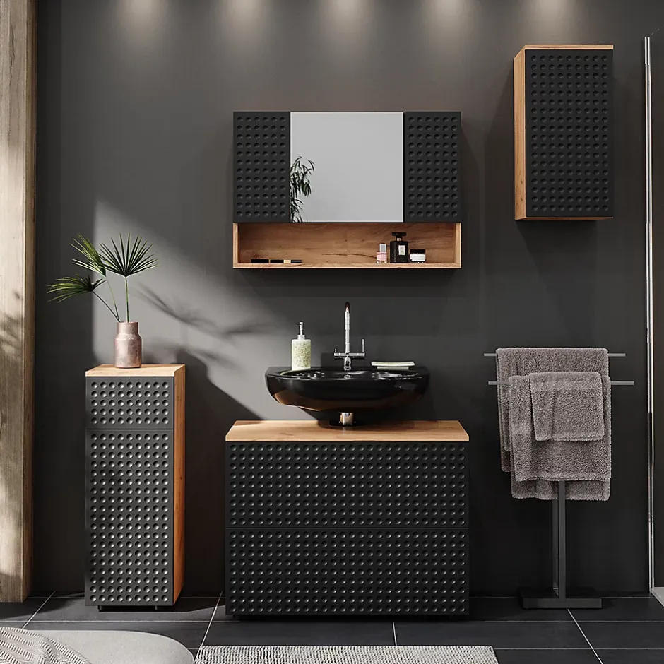 Vicco Armoire murale Anthracite à pois 30x59cm 2 compartiments, salle de bain* Armoire De Salle De Bains