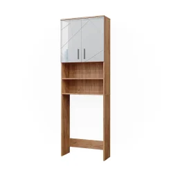 Vicco Armoire pour machine à laver Blanc brillant/Chêne doré 64x190.5cm