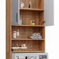 Vicco Armoire pour machine à laver Blanc brillant/Chêne doré 64x190.5cm