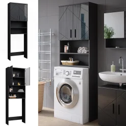 Vicco Armoire pour machine à laver Anthracite Haute brillance 64x190.5cm* Meuble Wc