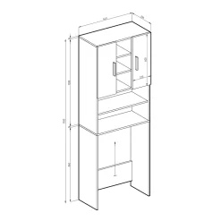 Vicco Armoire pour machine à laver Béton 64x190cm* Meuble Wc