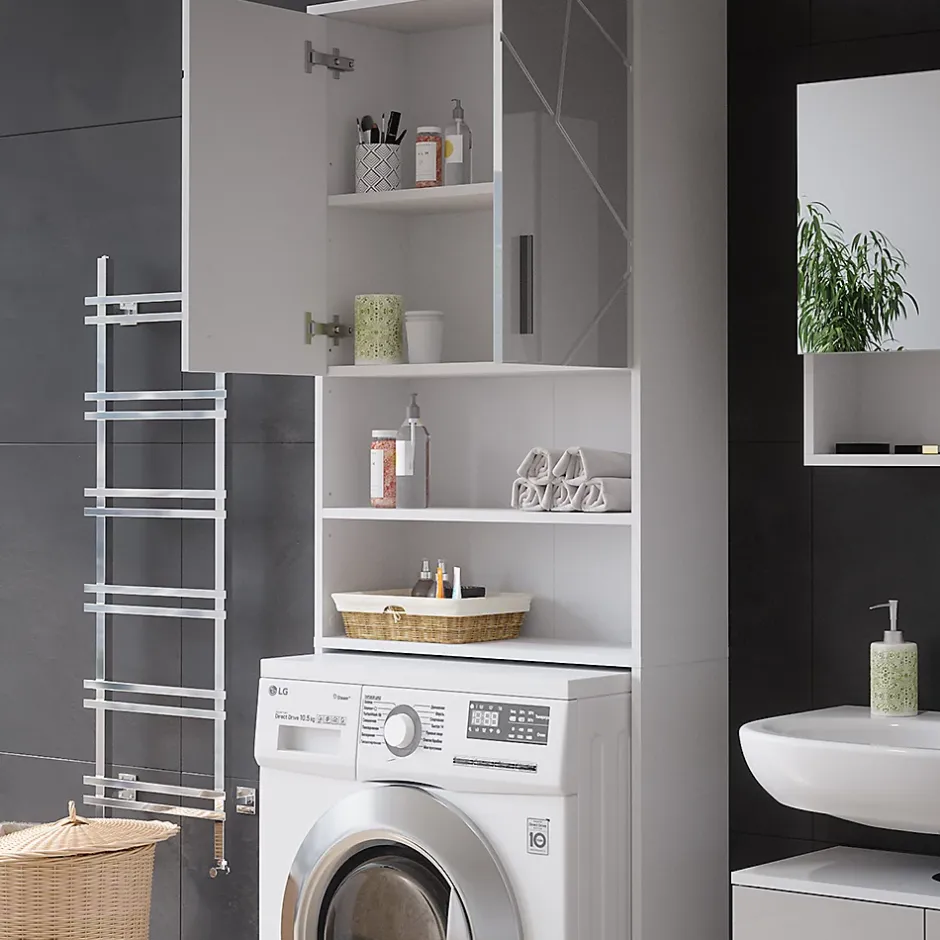 Vicco Armoire pour machine à laver Blanc Haute brillance 64x190.5cm* Meuble Wc