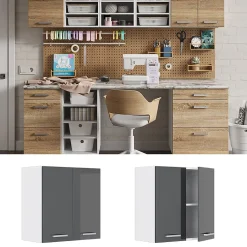 Vicco Armoire suspendue universelle Anthracite Haute brillance 60x60cm avec portes* Armoire De Salle De Bains