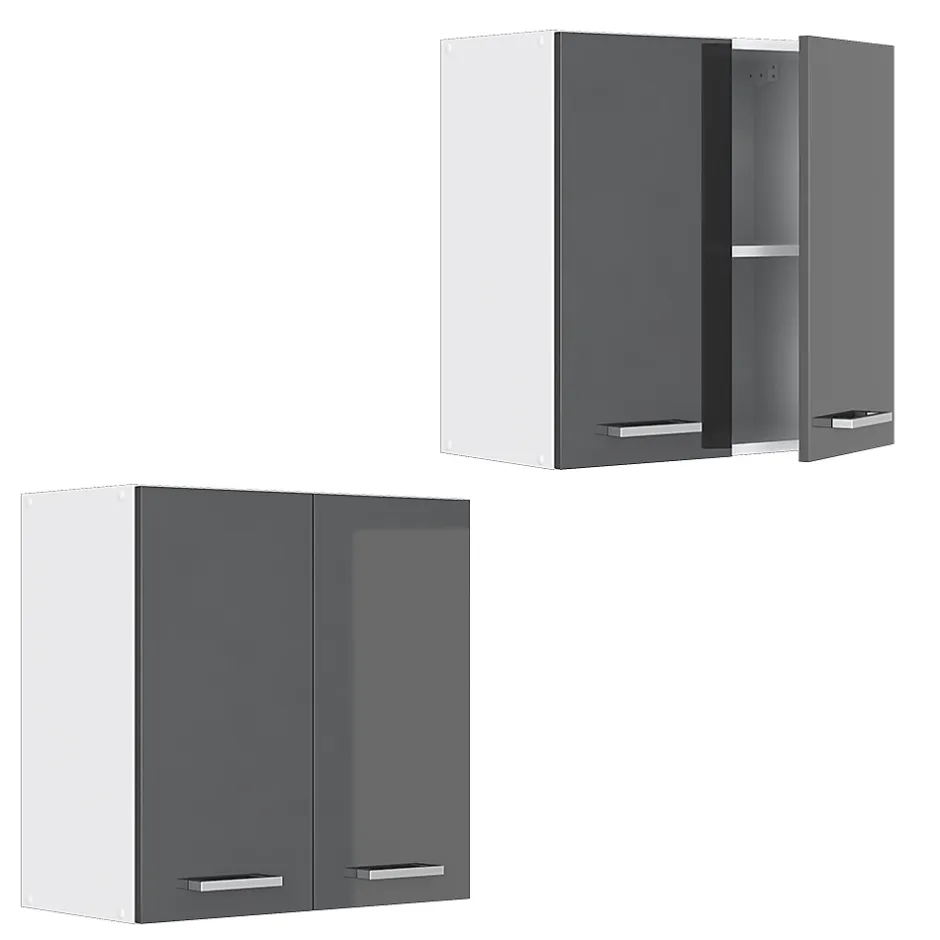 Vicco Armoire suspendue universelle Anthracite Haute brillance 60x60cm avec portes* Armoire De Salle De Bains