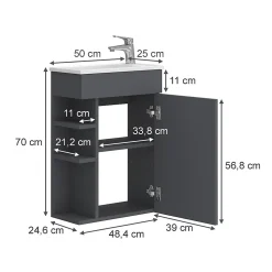 Vicco Ensemble de meubles de salle de bain Anthracite 2 parties, avec lavabo