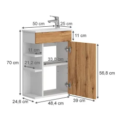 Vicco Ensemble de meubles de salle de bain Chêne de force doré 2 parties, avec lavabo* Lave-Mains