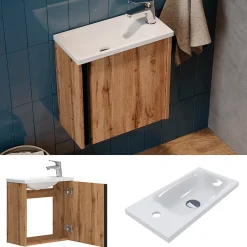 Vicco Ensemble de meubles de salle de bain Chêne de force doré 2 parties