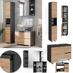 Vicco Ensemble de meubles de salle de bain Gris 3 parties