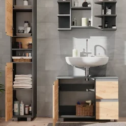 Vicco Ensemble de meubles de salle de bain Gris 3 parties