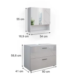 Vicco Ensemble de meubles de salle de bain Blanc Haute brillance 2 parties* Ensemble Meuble De Salle De Bains