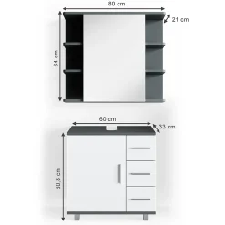 Vicco Ensemble de meubles de salle de bain Anthracite 2 parties* Ensemble Meuble De Salle De Bains