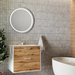 Vicco Ensemble de meubles de salle de bains Chêne blanc/force de lor 61x61.5cm avec lavabo* Lave-Mains
