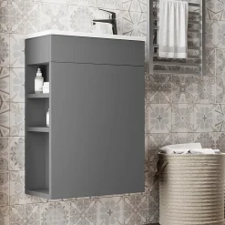 Vicco Ensemble de meubles de salle de bain Anthracite 2 parties, avec lavabo