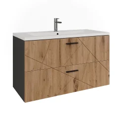 Vicco Ensemble de meubles de salle de bains Anthracite/Artisan 2 pièces
