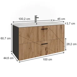Vicco Ensemble de meubles de salle de bains Anthracite/Artisan 2 pièces