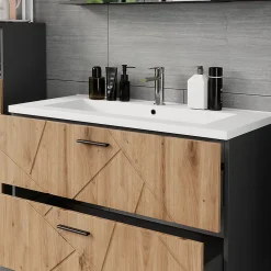 Vicco Ensemble de meubles de salle de bains Anthracite/Artisan 2 pièces