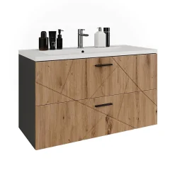 Vicco Ensemble de meubles de salle de bains Anthracite/Artisan 2 pièces