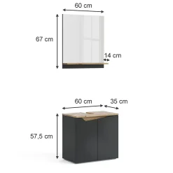 Vicco Ensemble de meubles de salle de bain Anthracite 2 pièces* Ensemble Meuble De Salle De Bains
