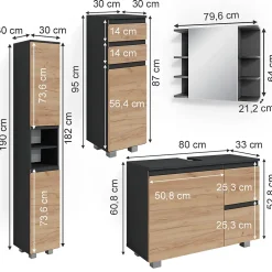 Vicco Ensemble de meubles de salle de bain Gris 4 parties
