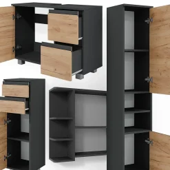 Vicco Ensemble de meubles de salle de bain Gris 4 parties