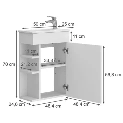 Vicco Ensemble de meubles de salle de bain Blanc 2 parties, avec lavabo* Lave-Mains