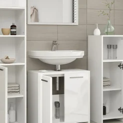 Vicco Ensemble de meubles de salle de bain Blanc Haute brillance 2 parties