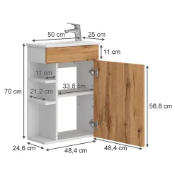 Vicco Ensemble de meubles de salle de bain Chêne de force doré 2 parties, avec lavabo* Lave-Mains