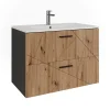 Vicco Ensemble de meubles de salle de bains Anthracite/Artisan 2 pièces
