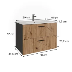 Vicco Ensemble de meubles de salle de bains Anthracite/Artisan 2 pièces