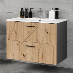 Vicco Ensemble de meubles de salle de bains Anthracite/Artisan 2 pièces