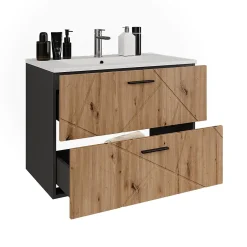 Vicco Ensemble de meubles de salle de bains Anthracite/Artisan 2 pièces