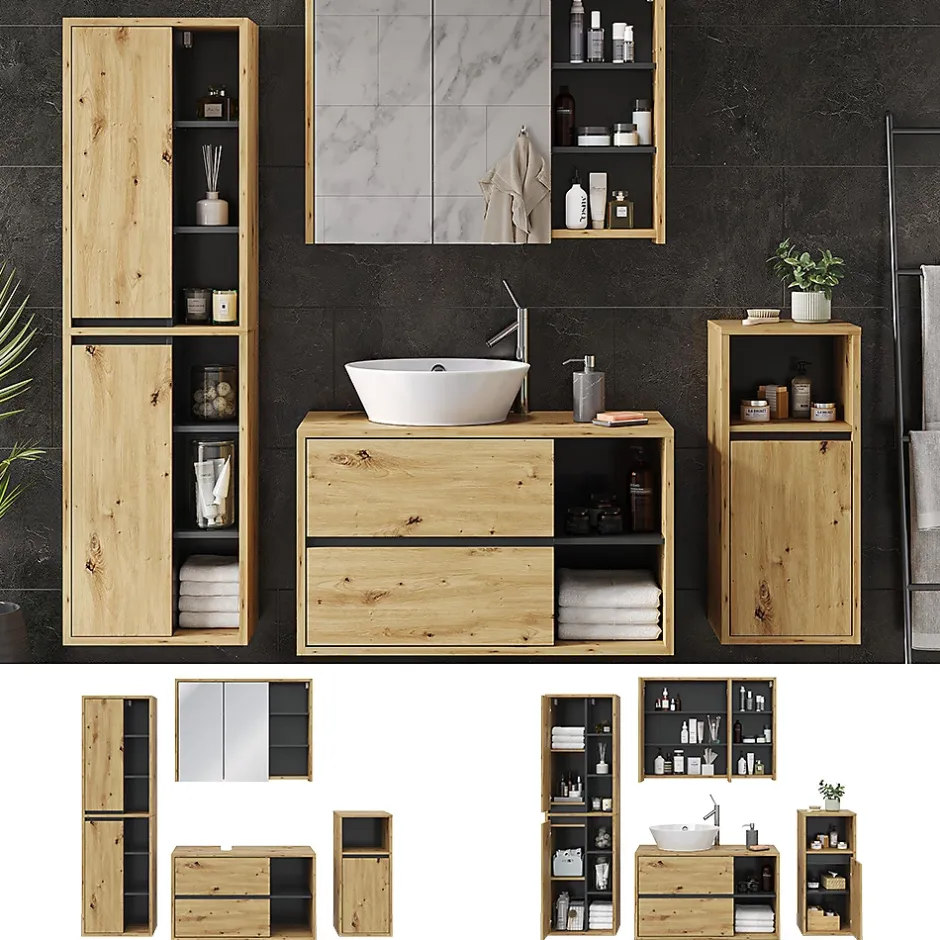 Vicco Ensemble de meubles de salle de bain Marron 4 parties* Ensemble Meuble De Salle De Bains