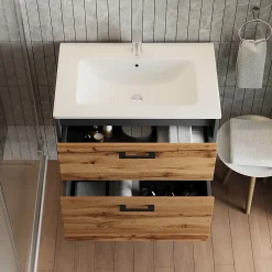 Vicco Ensemble de meubles de salle de bains Anthracite/chêne doré 61x61.5cm avec lavabo