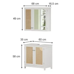 Vicco Ensemble de meubles de salle de bain Blanc 2 pièces* Ensemble Meuble De Salle De Bains