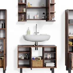 Vicco Ensemble de meubles de salle de bain Chêne rustique 4 pièces, avec armoire haute* Ensemble Meuble De Salle De Bains