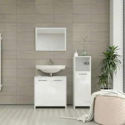 Vicco Ensemble de meubles de salle de bain Blanc Haute brillance 3 parties* Ensemble Meuble De Salle De Bains