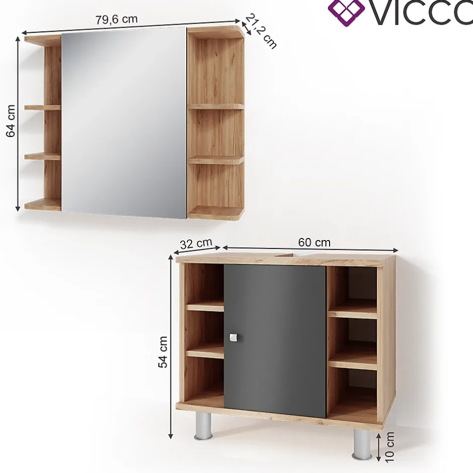 Vicco Ensemble de meubles de salle de bain Chêne 2 parties* Ensemble Meuble De Salle De Bains