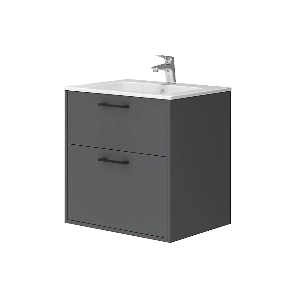 Vicco Ensemble de meubles de salle de bains Anthracite 61x61.5cm avec lavabo