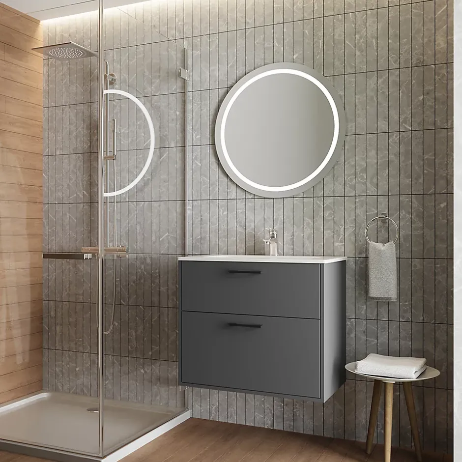 Vicco Ensemble de meubles de salle de bains Anthracite 61x61.5cm avec lavabo
