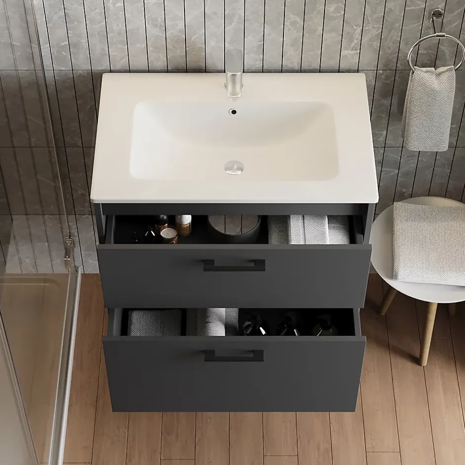 Vicco Ensemble de meubles de salle de bains Anthracite 61x61.5cm avec lavabo
