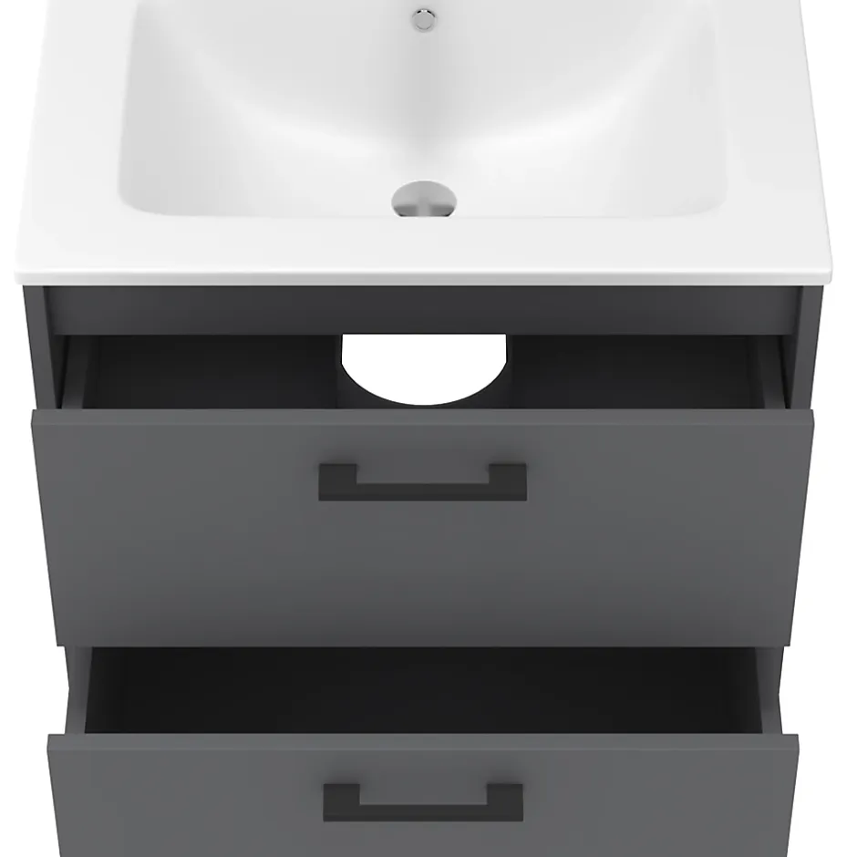 Vicco Ensemble de meubles de salle de bains Anthracite 61x61.5cm avec lavabo