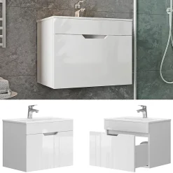 Vicco Ensemble meubles bain Blanc 2 pièces, armoire basse 60 cm