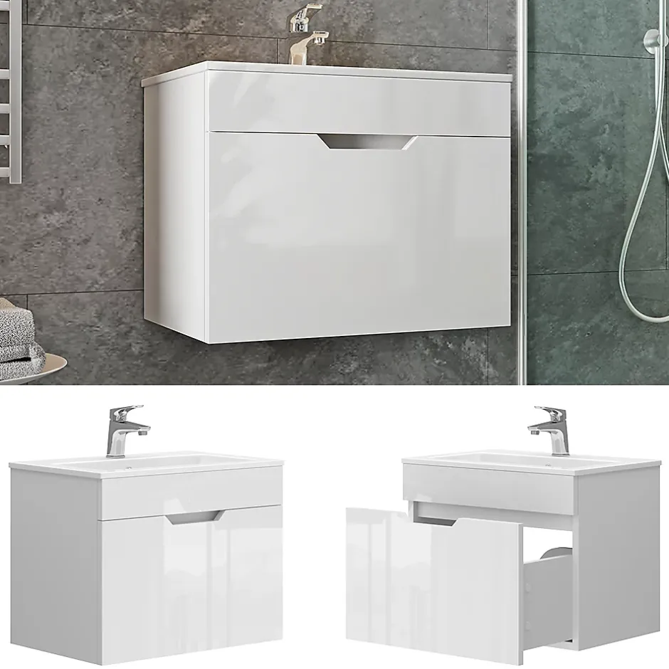Vicco Ensemble meubles bain Blanc 2 pièces, armoire basse 60 cm