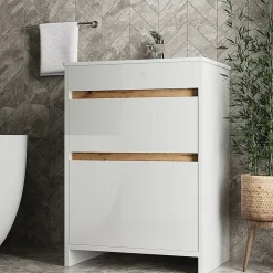 Vicco Ensemble meubles bain Blanc 2 pièces, armoire basse 60 cm* Lave-Mains