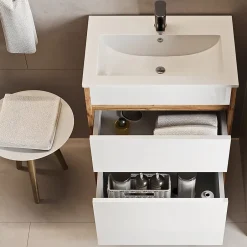 Vicco Ensemble meubles bain Chêne de force doré 2 pièces, meuble bas 60 cm